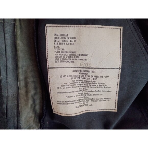 US NAVY Working Parka Mens Small Blue Camo Waterproof Full Double Zipper Jacket - Picture 5 of 10